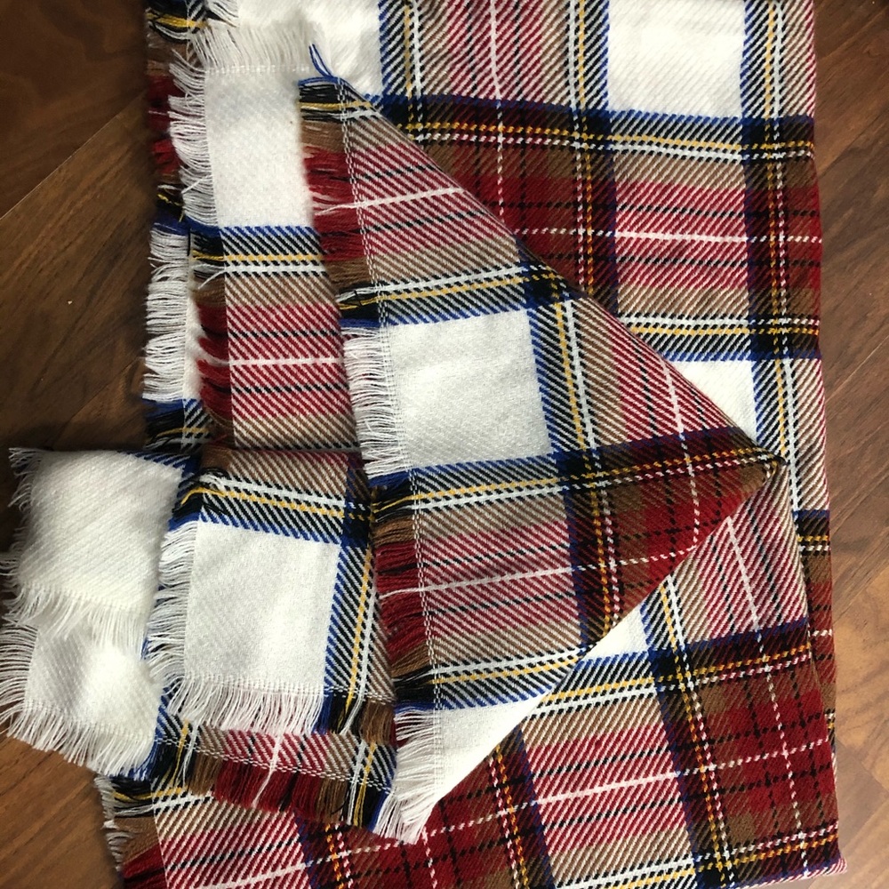 White plaid oversized scarf